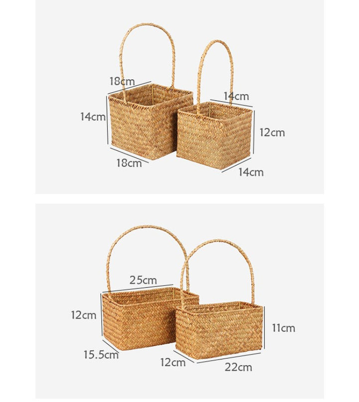 Handmade Straw Seagrass Rustic Wedding Favor Party Decoration Rope Woven Flower Basket Storage Home Decor Hand Baskets