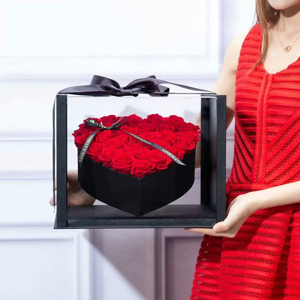 Transparent Acrylic Large Square Gift Box with Ribbon is a delightful addition to your valentine flowers collection.