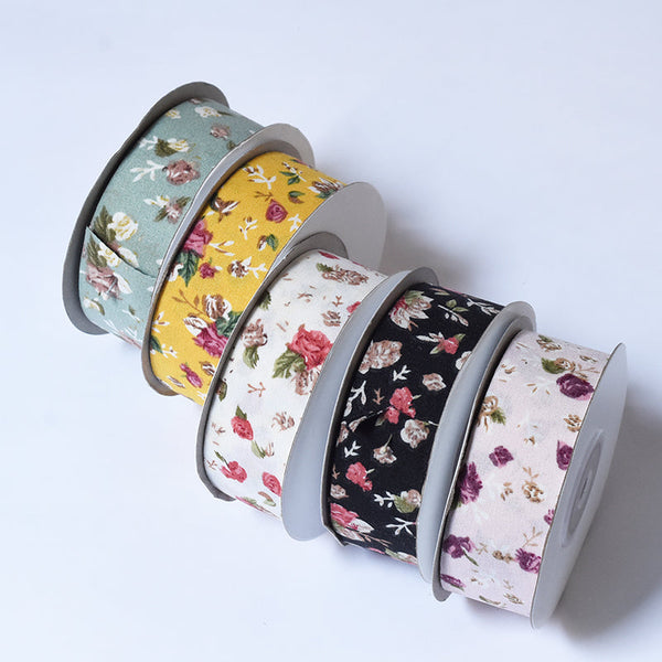 Vintage Floral Printing Cotton Fabric Ribbon 10Yard for Bouquets Gifts Wrapping